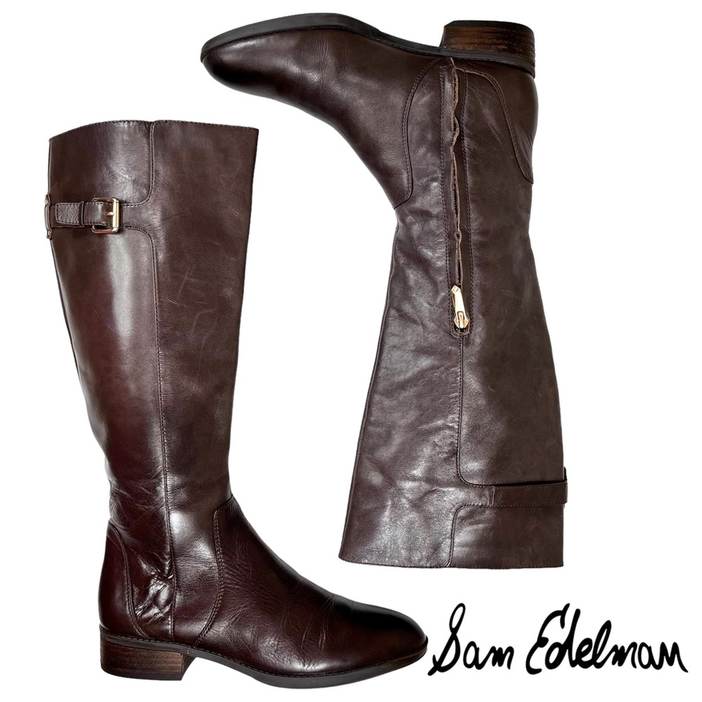 Sam Edelman‎ Espresso Brown Leather Patton Riding Boot Women’s Size 7 M